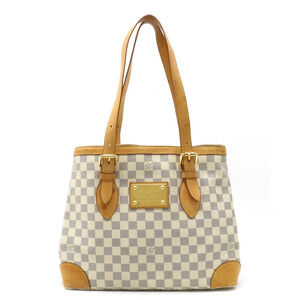 LOUIS VUITTON Damier Azur White Hampstead Tote Bag Shoulder
